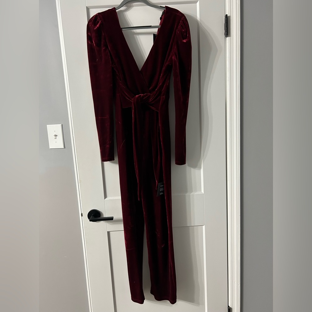 Red velvet jumpsuit